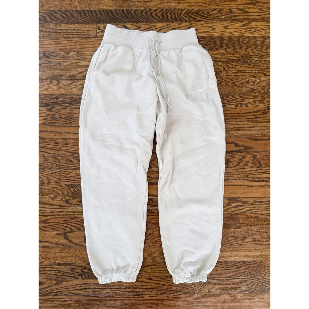 Nike Comfort Swoosh Embroidered Logo Cream‎ White Sweatpants - Size Small